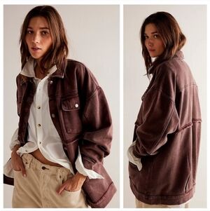 Free People Dawson Chore Jacket Shacket Chocolate XS